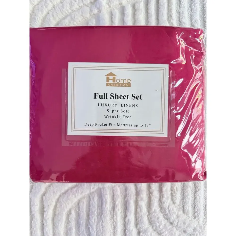 Home American Luxury Linen Super Soft Full-Size Sheets Set Red New